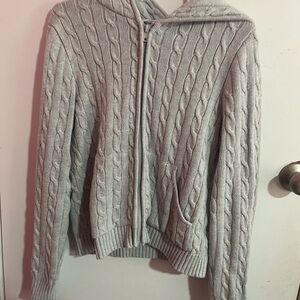Gray Cable Knit Men's Sweater